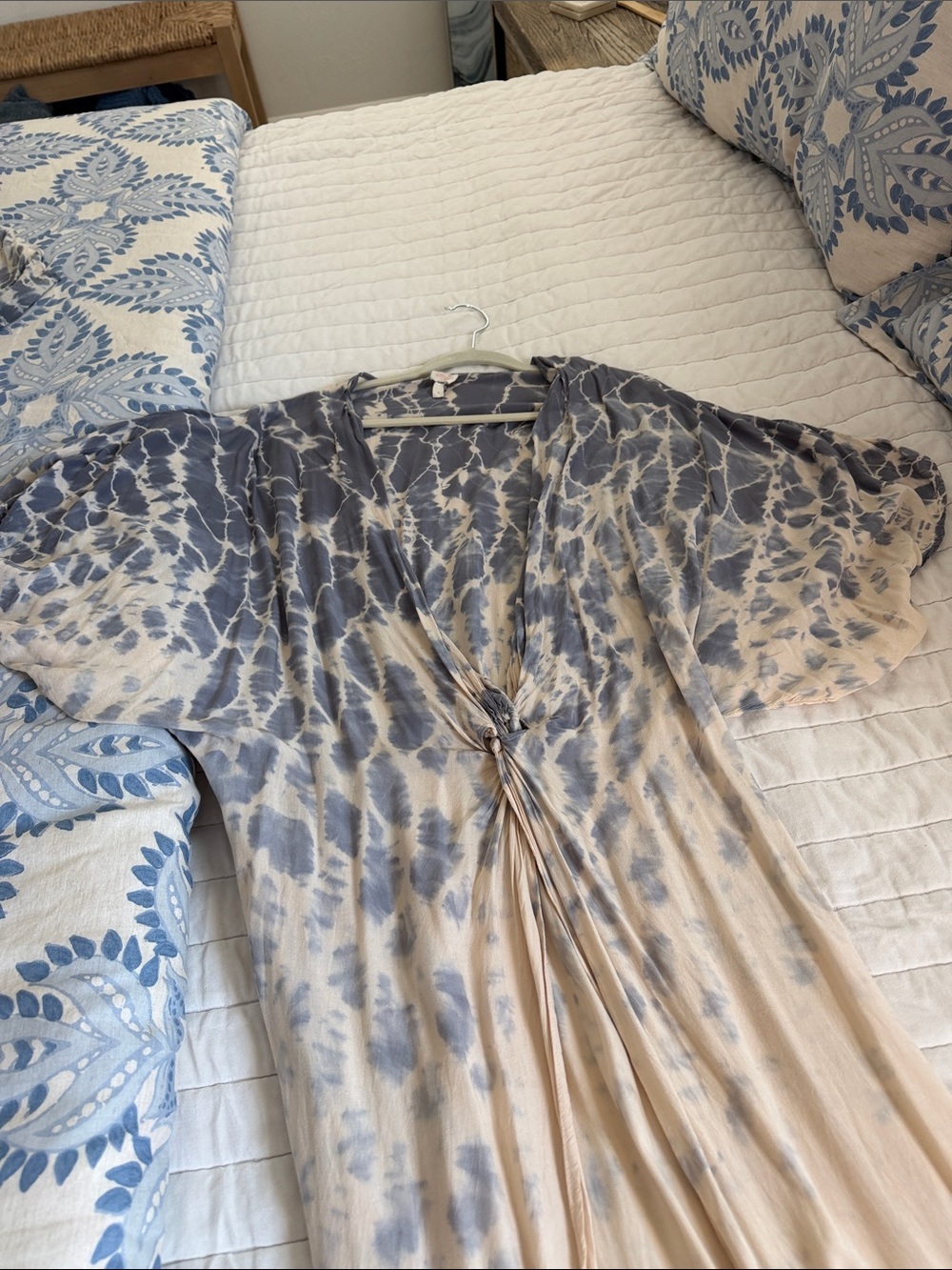Surf Gypsy Beige and Gray Tie-Dye Swim Coverup